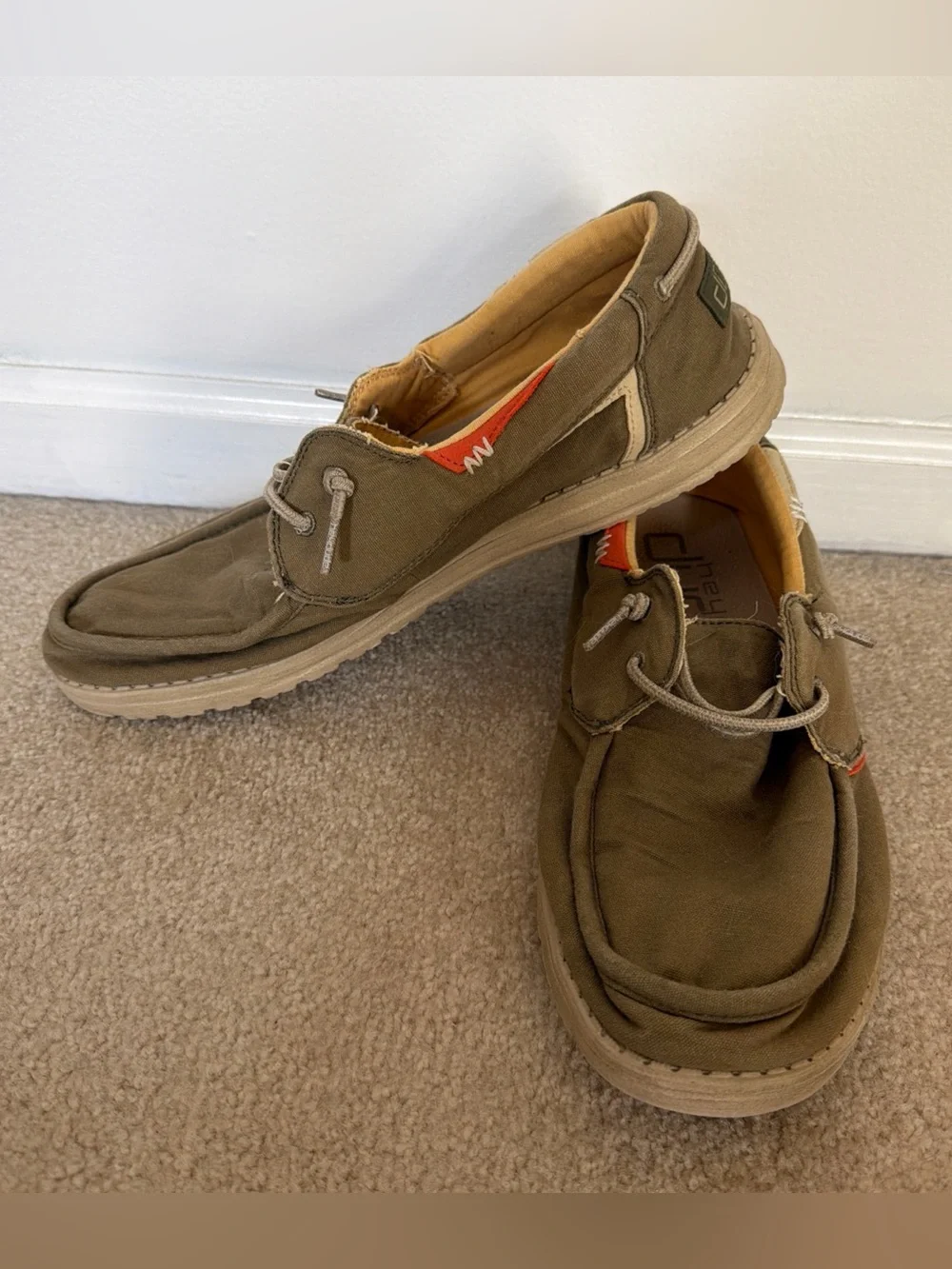 Hey Dude Welsh Washed Sage Green Slip On Canvas Boat Casual Shoes Men’s Size 12